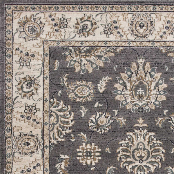 5' x 8' Grey or Ivory Floral Vines Bordered Area Rug