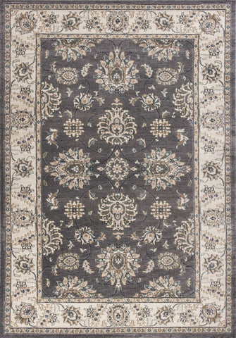 5' x 8' Grey or Ivory Floral Vines Bordered Area Rug