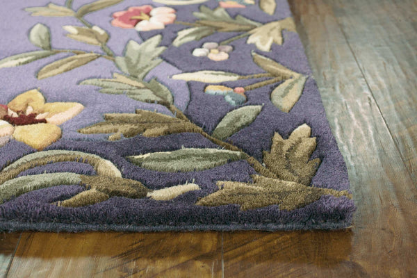 2' x 4' Lavender Floral Wool Area Rug