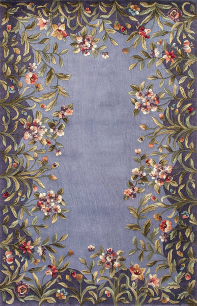 2' x 4' Lavender Floral Wool Area Rug