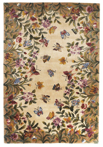 2' x 4' Beige Antique Floral Wool Area Rug