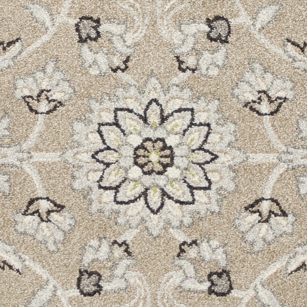 5'x8' Beige Grey Machine Woven UV Treated Floral Traditional Indoor Outdoor Area Rug