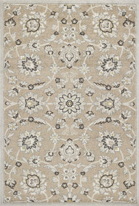 5'x8' Beige Grey Machine Woven UV Treated Floral Traditional Indoor Outdoor Area Rug