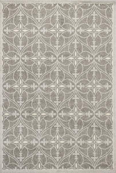 5'x8' Grey Machine Woven UV Treated Ogee Indoor Outdoor Area Rug