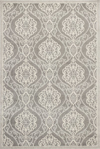 5'x8' Silver Machine Woven UV Treated Floral Ogee Indoor Outdoor Area Rug