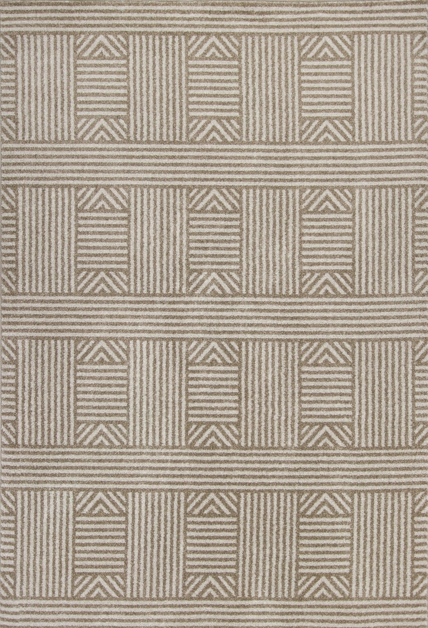 5' x 8' Beige Geometric Lines UV Treated Area Rug