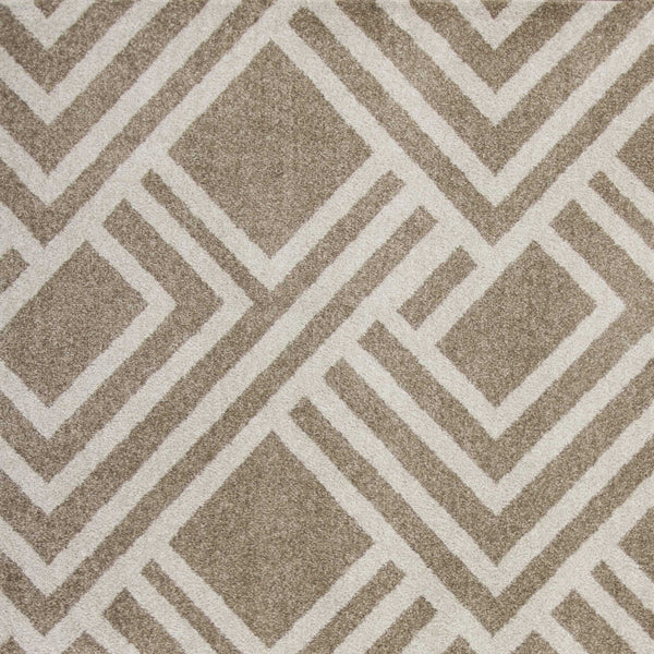 5'x8' Beige Machine Woven UV Treated Geometric Indoor Outdoor Area Rug