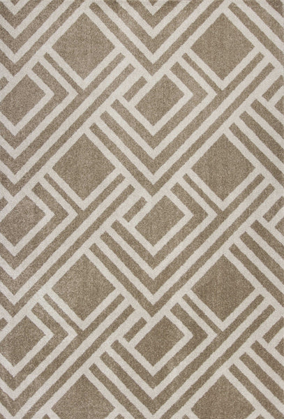 5'x8' Beige Machine Woven UV Treated Geometric Indoor Outdoor Area Rug