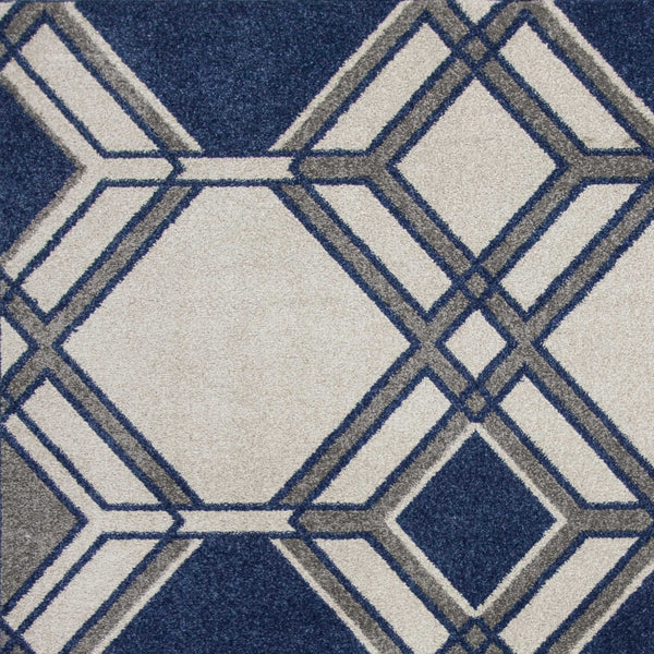 5' x 8' Ivory or Denim Geometric Diamond UV Treated Area Rug