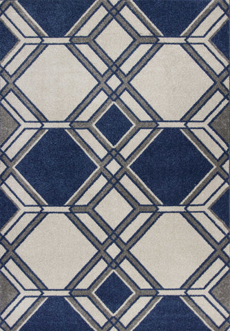 5' x 8' Ivory or Denim Geometric Diamond UV Treated Area Rug