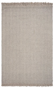 3' x 5' Oatmeal Braided Herringbone Area Rug with Fringe