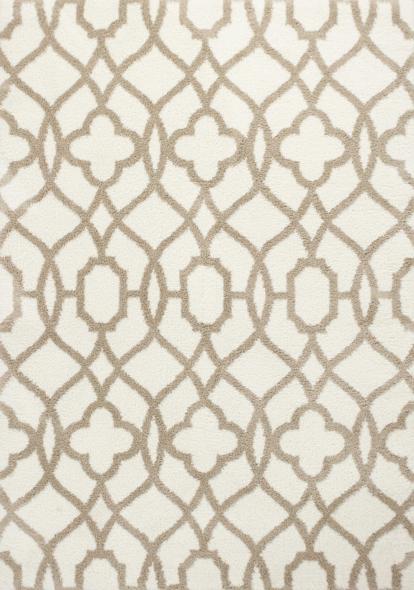 3'x5' Ivory Beige Trellis Machine Woven Microfiber Indoor Area Rug