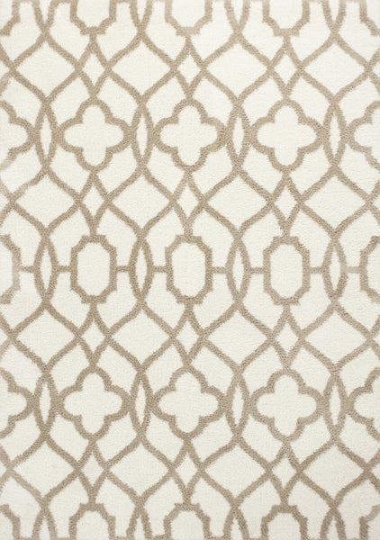 3'x5' Ivory Beige Trellis Machine Woven Microfiber Indoor Area Rug