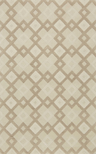 2' x 7' Ivory Diamond Tiles Wool Runner Rug