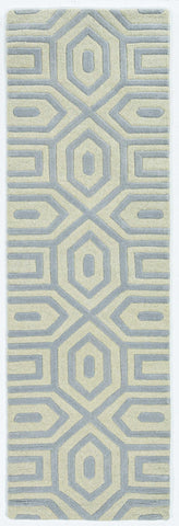 8' Grey Hand Tufted Geometric Indoor Runner Rug