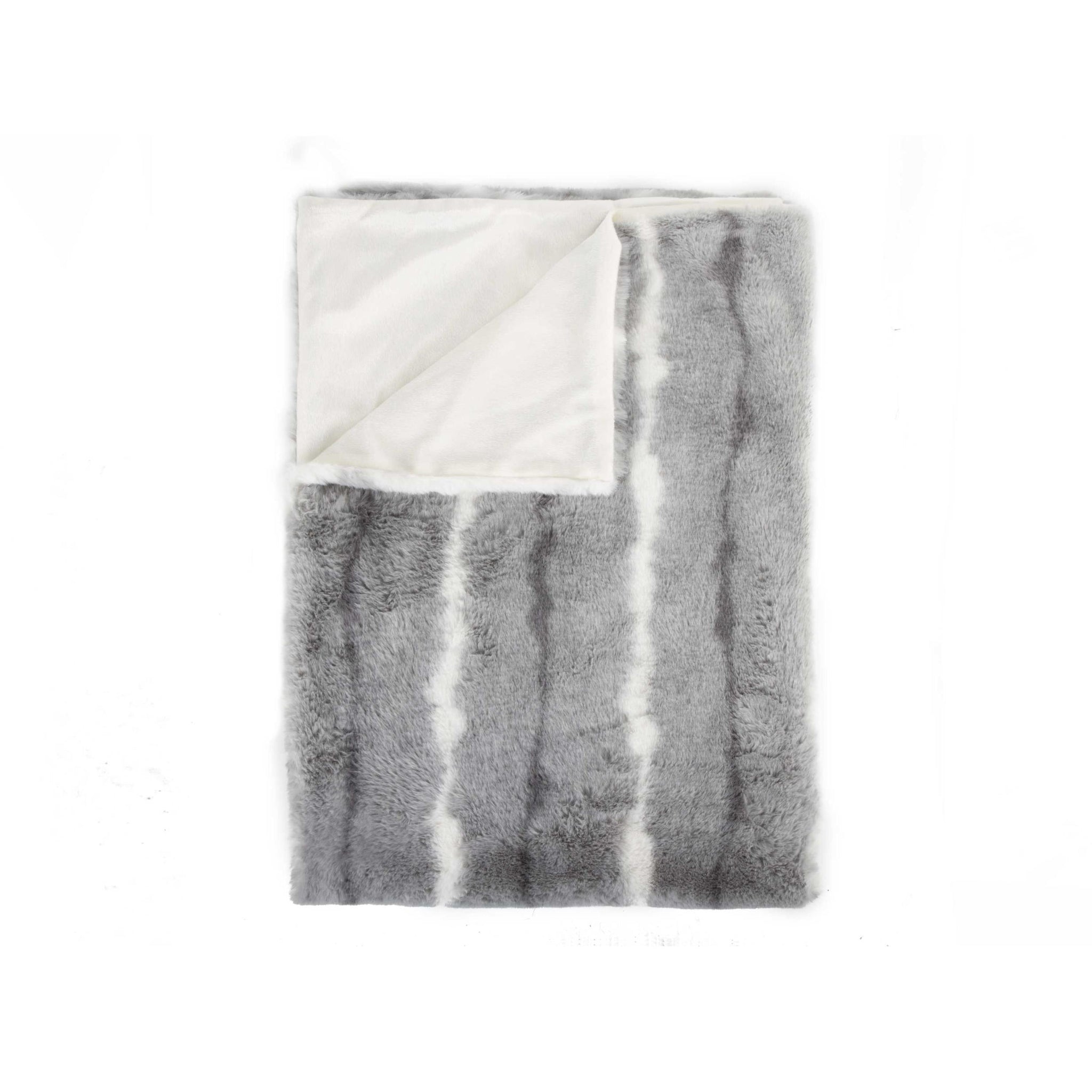 50" x 60" Dayton Grey White Black Fur Throw