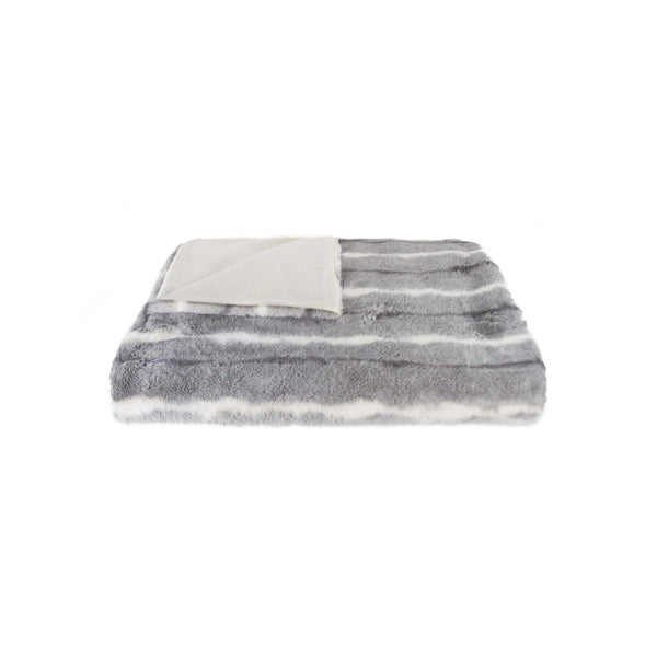 50" x 60" Dayton Grey White Black Fur Throw