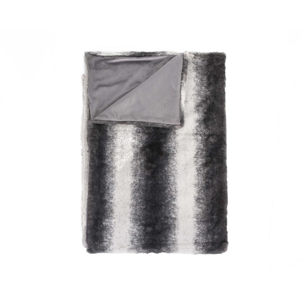 50" x 60" Irving Charcoal White Fur Throw