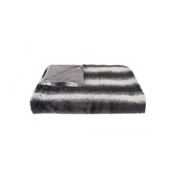 50" x 60" Irving Charcoal White Fur Throw