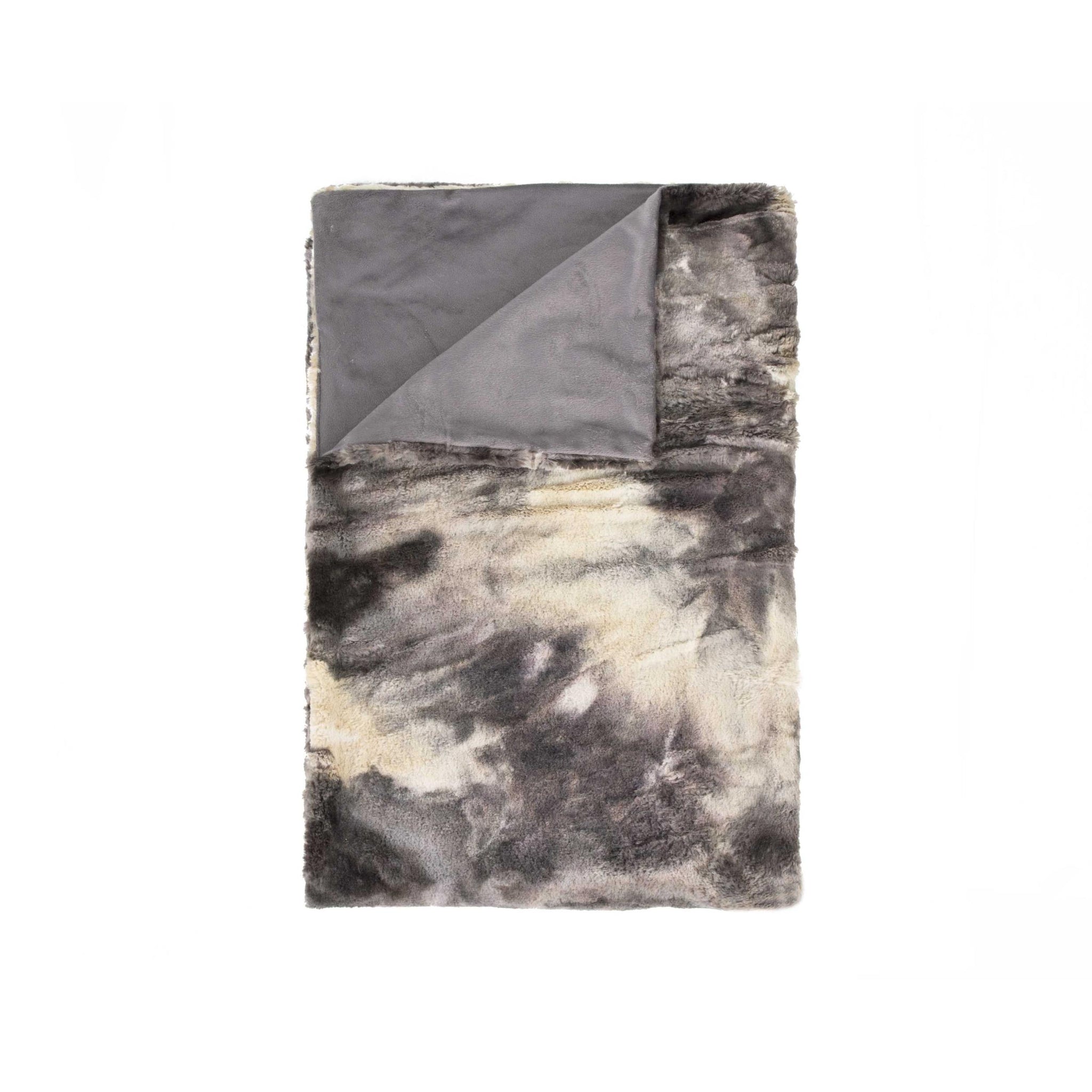 50" x 60" Naples Grey Off White Fur Throw