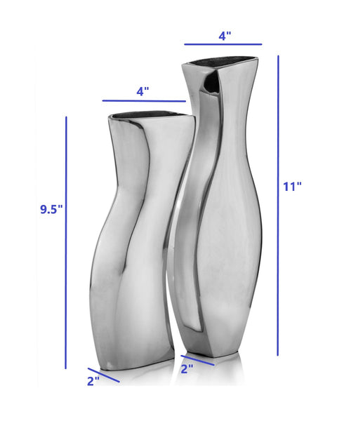 Buffed Adjoining Set of 2 Vases