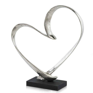 Raw Silver and Black Heart Sculpture