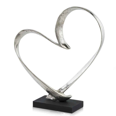 Raw Silver and Black Heart Sculpture