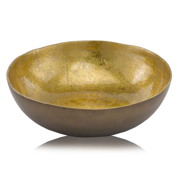 17" x 17" x 4.5" Gold &amp; Bronze Metal Large Round - Bowl