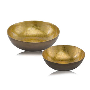 17" x 17" x 4.5" Gold &amp; Bronze Metal Large Round - Bowl