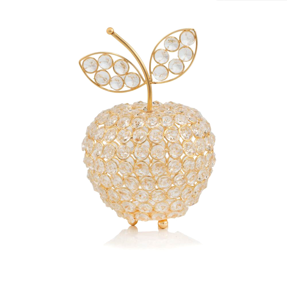 5.5" x 5.5" x 8" Gold Crystal Apple