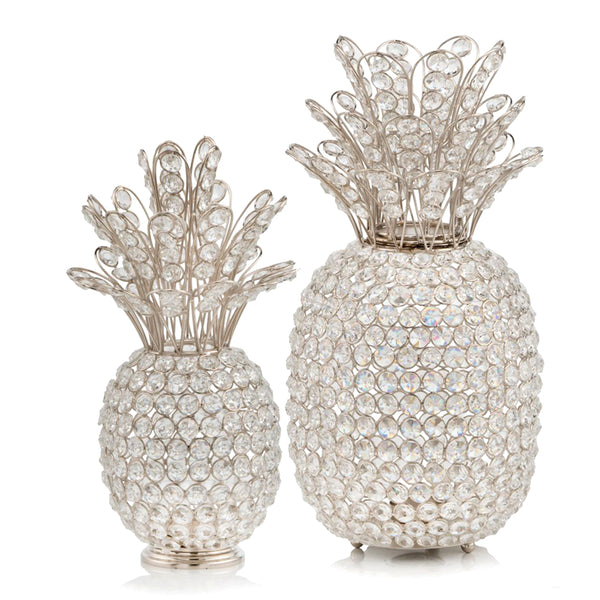 6" x 6" x 12.5" Silver Crystal Pineapple