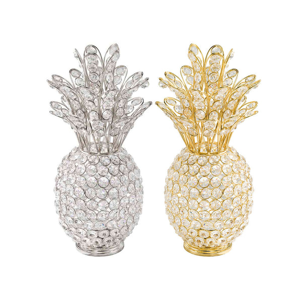 6" x 6" x 12.5" Gold Crystal Pineapple