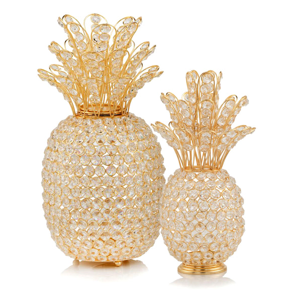 6" x 6" x 12.5" Gold Crystal Pineapple