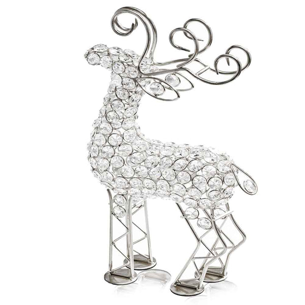 2.5" x 8" x 14" Silver Crystal Reindeer