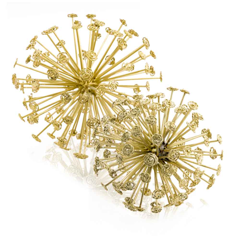 6.5" x 6.5" x 6.5" Gold Starburst Spheres Set of 2