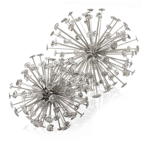 6.5" x 6.5" x 6.5" Silver Starburst Spheres Set of 2