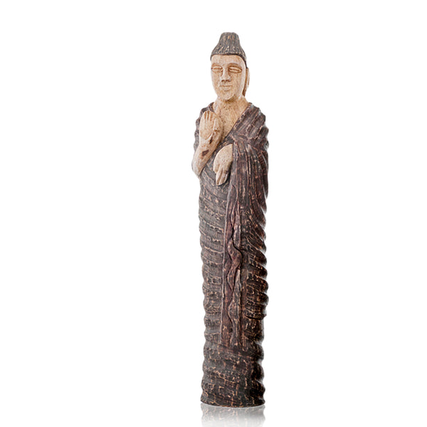 25" Natural and Brown Standing Buddha Sculpture