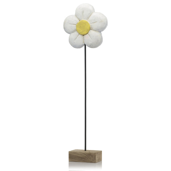 4" x 10" x 33" Natural and Black White Tall Daisy on Stand