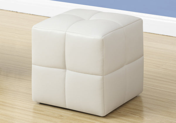 12" x 12" x 12" White Leather Look Ottoman 2pcs Set