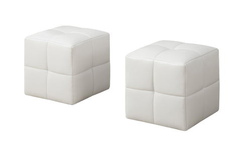 12" x 12" x 12" White Leather Look Ottoman 2pcs Set