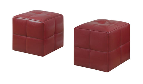 24" x 24" x 24" Red Leather Look Ottoman 2pcs Set