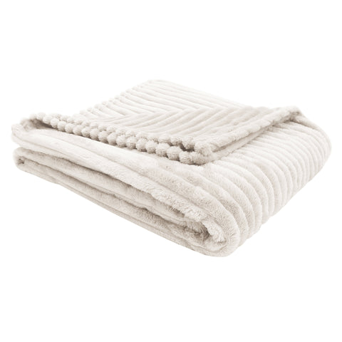 50" x 60" Ivory Ultra Soft Ribbed Style Throw