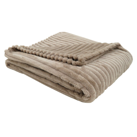 50" x 60" Beige Ultra Soft Ribbed Style Throw