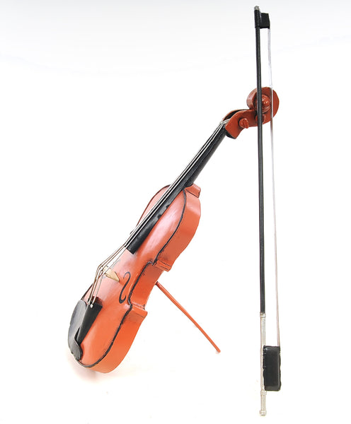 Vintage Look Orange Violin Sculpture