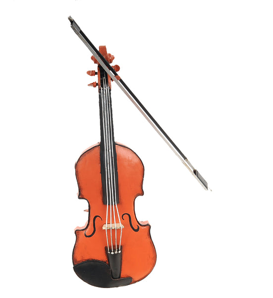 Vintage Look Orange Violin Sculpture