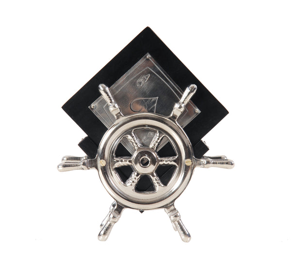 Set of 6 Playing Card Coasters on Ships Wheel Stand