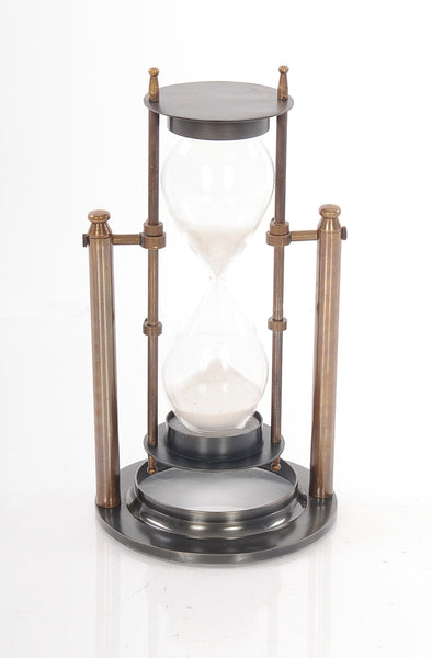 4.5" x 4.5" x 8.5" Brass Revolving Sandtimer