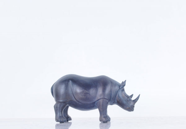 Burnished Bronze and Black Rhinoceros Statue