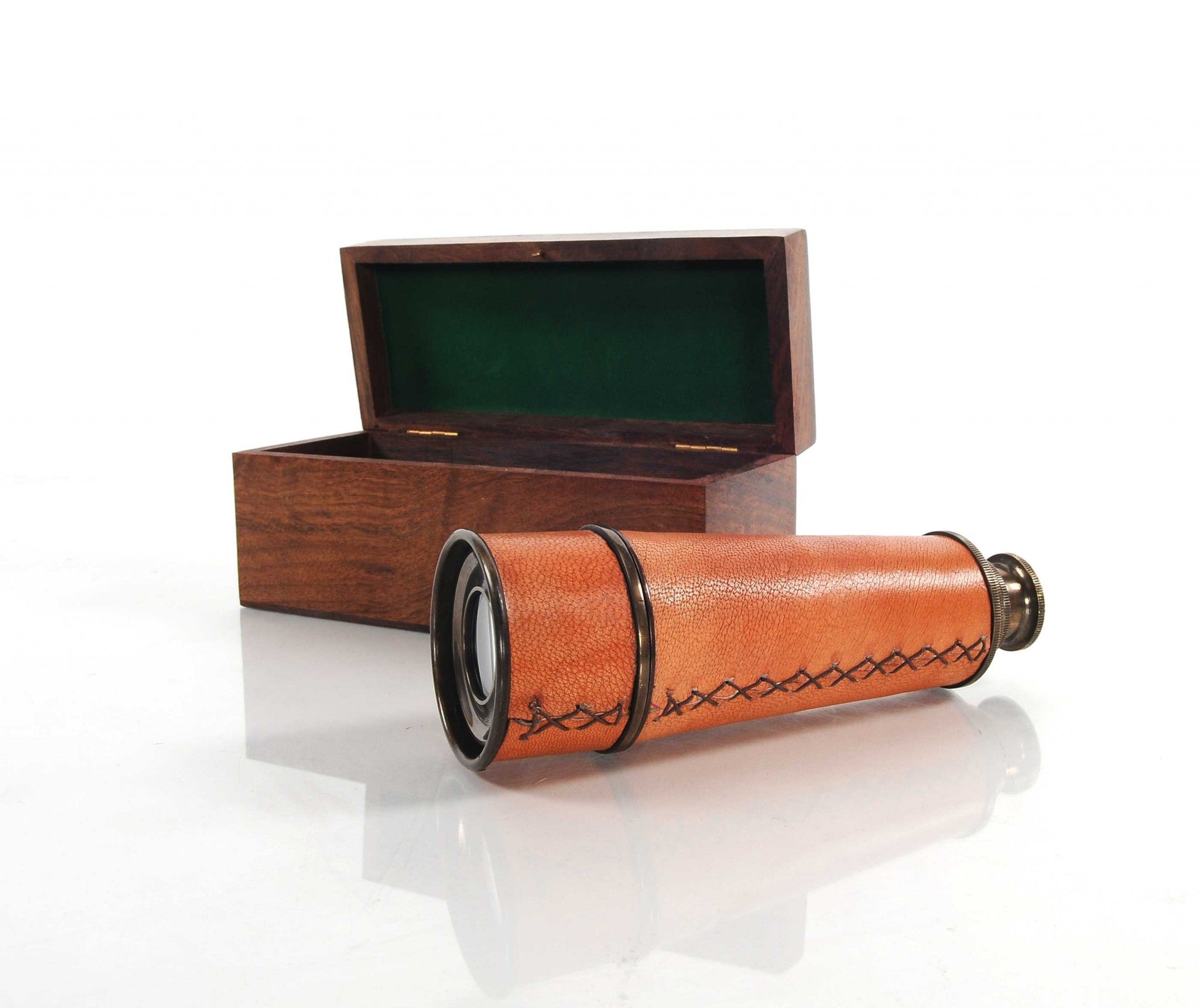 2.25" x 16" x 2.25" Handheld Telescope in Wood Box