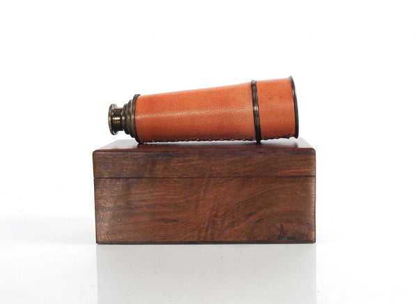 2.25" x 16" x 2.25" Handheld Telescope in Wood Box